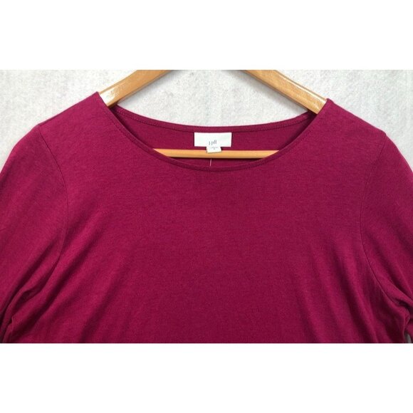 J.Jill Tunic Top Fuchsia Sangria Pink 3/4 Bell Sleeve Oversized Womens Small S - Picture 3 of 8